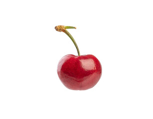 One red cherrie isolated over transparent background