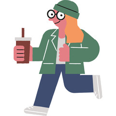 glasses girl and coffee illustration