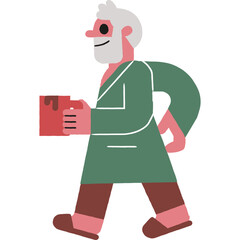 old man in dressing gown illustration