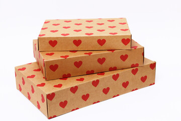 Box with a gift on a white background. Valentine's day gift
