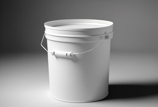 White bucket, no screen and empty pail for packaging and product design with generative ai technology