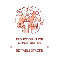 Reduction in job opportunities terracotta concept icon. ICT in business disadvantage abstract idea thin line illustration. Isolated outline drawing. Editable stroke. Arial, Myriad Pro-Bold fonts used