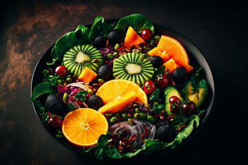 Fototapeta na wymiar An image of a colorful and healthy salad, filled with a variety of fresh fruits and vegetables