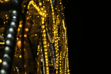 Christmas background Festive abstract background with bokeh defocused and focused lights