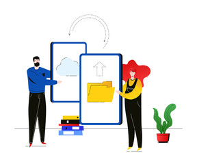 Data exchange - flat design style colorful illustration