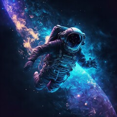 Astronaut in blue universe