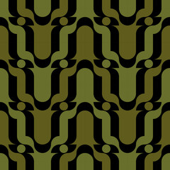 seamless green victorian geometric pattern with mosaic ornament