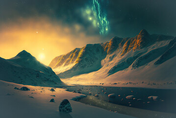 Glacial evening with galaxies