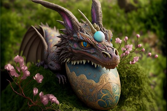 Dragon Easter Eggs. Generative AI