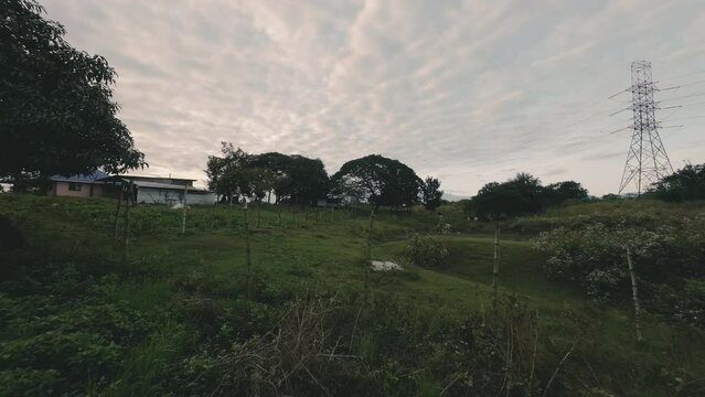 Drone shot over a grassland in Bataan