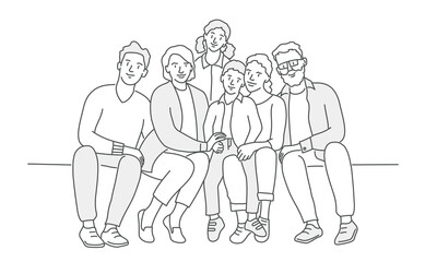 Big happy multi-generational family siblings relatives portrait.