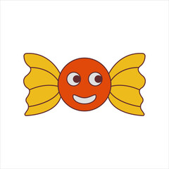 Funky, hipster sticker of candy in groovy style