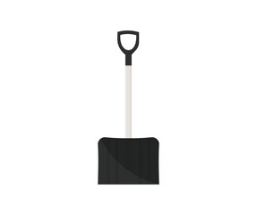 Plastic snow shovel logo design. Winter snow removal and cleaning. Close up of snow shovel vector design and illustration.