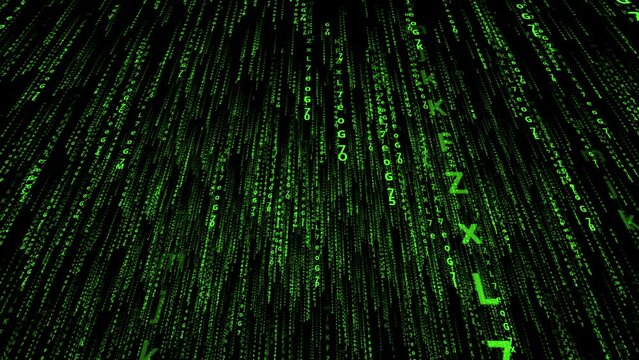 Looping Matrix style Cyrillic alphabet code rain effect. lightness to separate from the background. background binary code computer data digital.