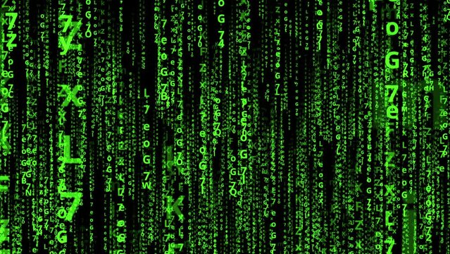 Looping Matrix style Cyrillic alphabet code rain effect. lightness to separate from the background. background binary code computer data digital.