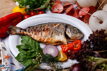 grilled fish with vegetables