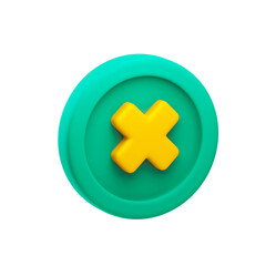 Obraz premium Realistic cross button 3D . Concept of cross button on isolated on minimal background . 3D Rendering