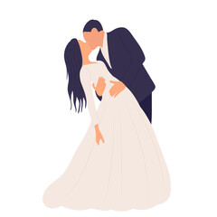 bride and groom in flat style, wedding isolated