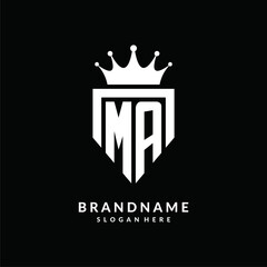 Letter MA logo monogram emblem style with crown shape design template