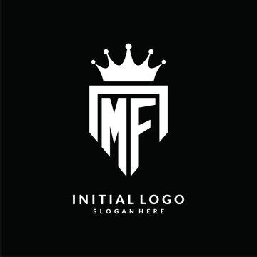 Letter MF logo monogram emblem style with crown shape design template