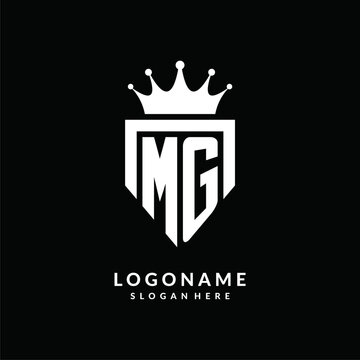 Letter MG logo monogram emblem style with crown shape design template