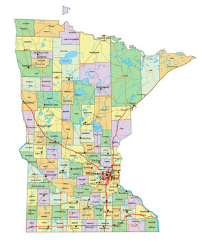 recommend clip art: Minnesota - Highly detailed editable political map with labeling.