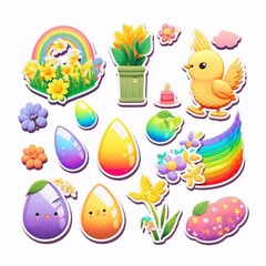 Bunte Frühlings- und Ostersticker, made by Ai, Ai-Art