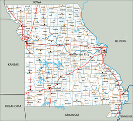 High detailed Missouri road map with labeling. - 565045666