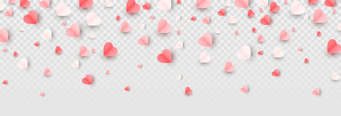 Vector confetti from hearts. Hearts are falling from the sky png. Heart, confetti png. Multicolored paper elements. Valentine's Day, March 8, Mother's Day.
