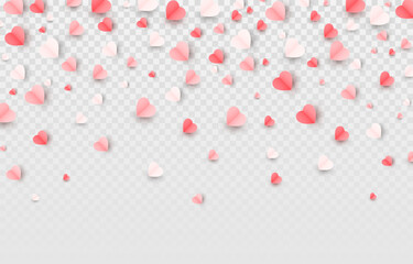 Vector confetti from hearts. Hearts are falling from the sky png. Heart, confetti png. Multicolored paper elements. Valentine's Day, March 8, Mother's Day.
