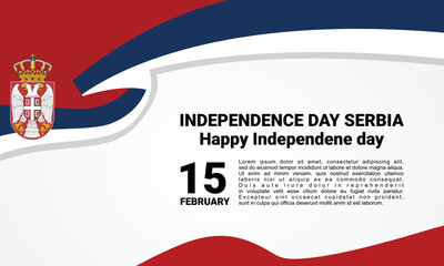 Serbia Independence Day. 15 February. Waving flag in heart. Vector illustration.