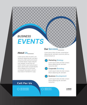 events flyer poster layout business corporate fiyer design vector file for creative company white color bule color and green color  leaflet 