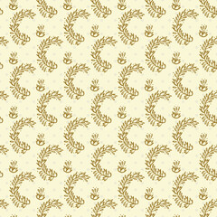 Hand Drawn doodle Flowers. Berry sprigs. Vector Vintage Floral Seamless pattern. Polka dots background