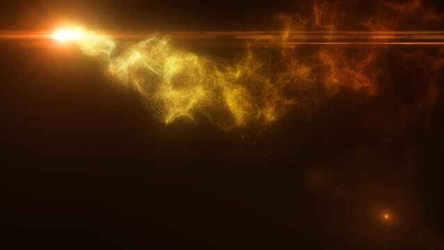 Abstract flying energy meteor particle comet space magical yellow fiery futuristic hi-tech, abstract background. Video 4k, motion design