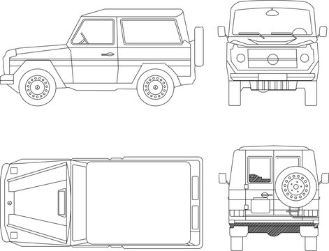 Vector illustration sketch of 4wd mountain adventure car