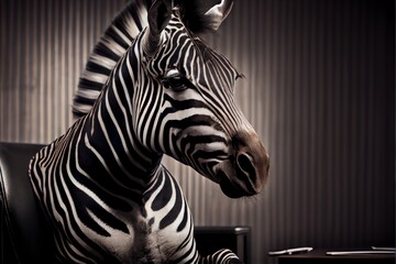 Portrait of zebra in a business suit. Generative AI