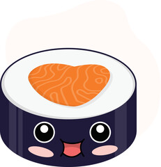 cute kawaii sushi doodle illustration