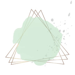 the frame template with green watercolor effect in rustic style