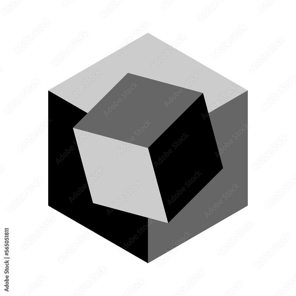Poster modern abstract isometric figure. black and gray hexagon with cube. vector illustration isolated on 