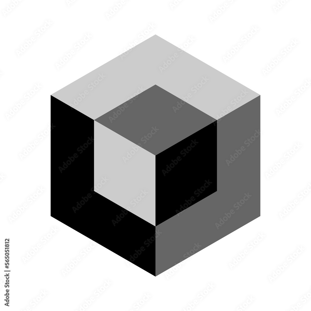 Poster modern abstract isometric figure. black and gray hexagon with cube. vector illustration isolated on 