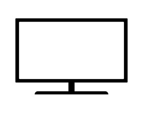 Flat screen TV icon with white screen. Vector.