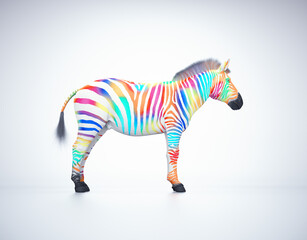 Obraz premium Multicolored zebra on white background.Creative and complex concept.