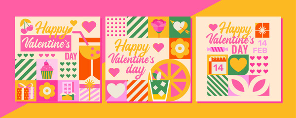 Bright colors, flowers, cocktails, bunny ears, hearts and lots of love are perfectly combined in one design.
If you want to congratulate your significant other, this design will definitely suit you! - obrazy, fototapety, plakaty