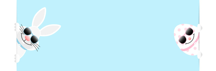 Weißer Osterhase & Osterei Sonnenbrille Himmel Banner Innen