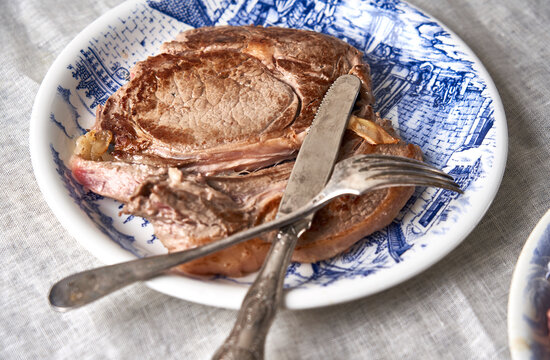 Plate of  beefsteaks.