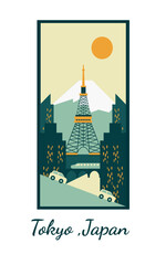 Tokyo Japan background illustration 