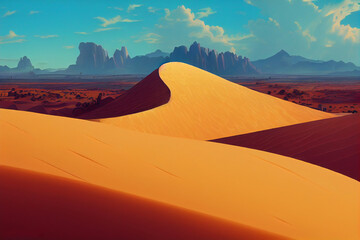 Fototapeta na wymiar dunes cactus desert illustrator background Generative AI Content by Midjourney