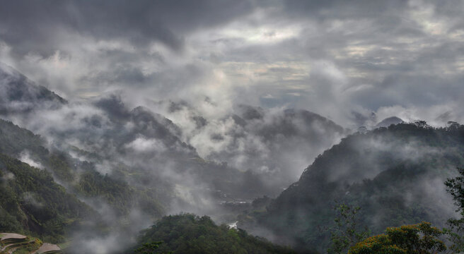 Mountains in fog, Banaue, Ifugao, Philippines