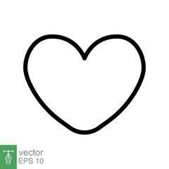Heart icon. Simple outline style. Love logo, feeling, romance, weeding decoration, like, emotion concept. Black thin line symbol. Vector illustration design isolated on white background. EPS 10.