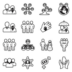 Human Relations Icons. Line With Fill Design. Vector Illustration.